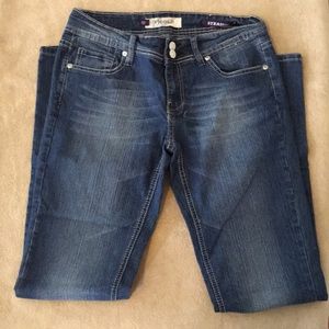 Nice blue, faded jeans.